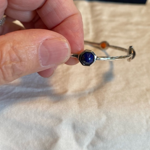 Authentic Ippolita five station multi color stone sterling silver bangle. - Picture 3 of 7